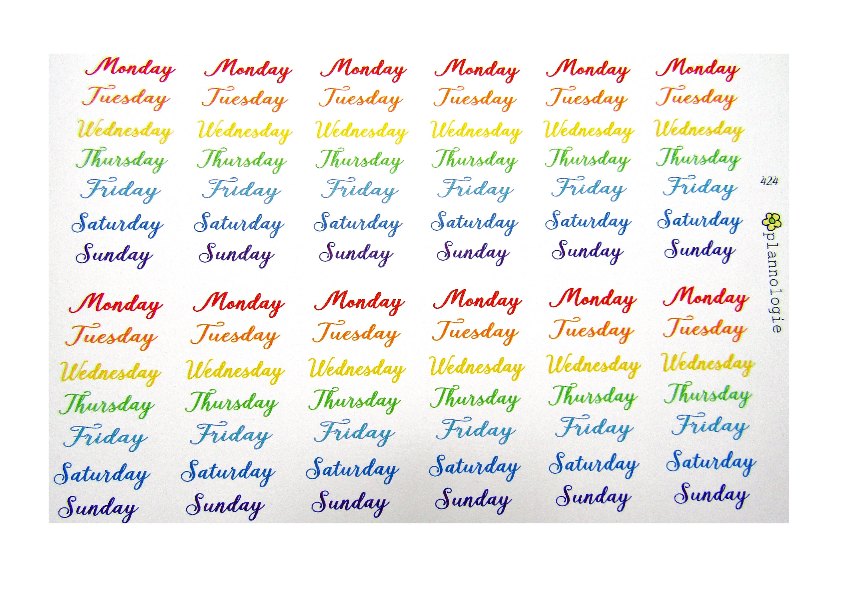 Days of the Week Script Planner Stickers - Etsy