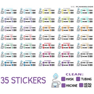 CPAP CLEAN Reminder Stickers - Sleep Apnea - Breathing Treatments -  Planner Stickers