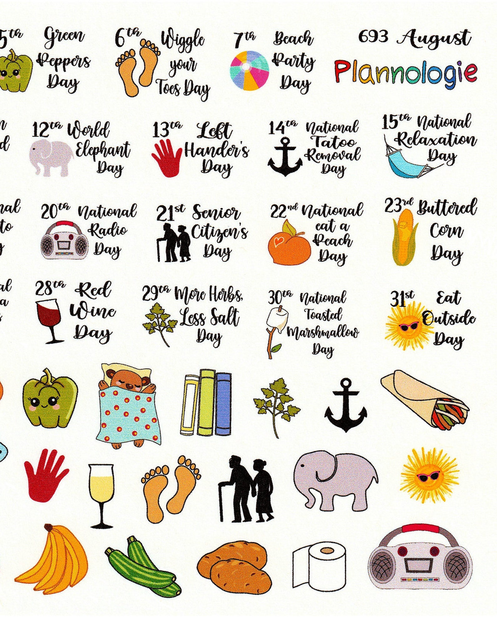 AUGUST Wacky Holidays Planner Stickers Calendar Stickers Etsy Israel