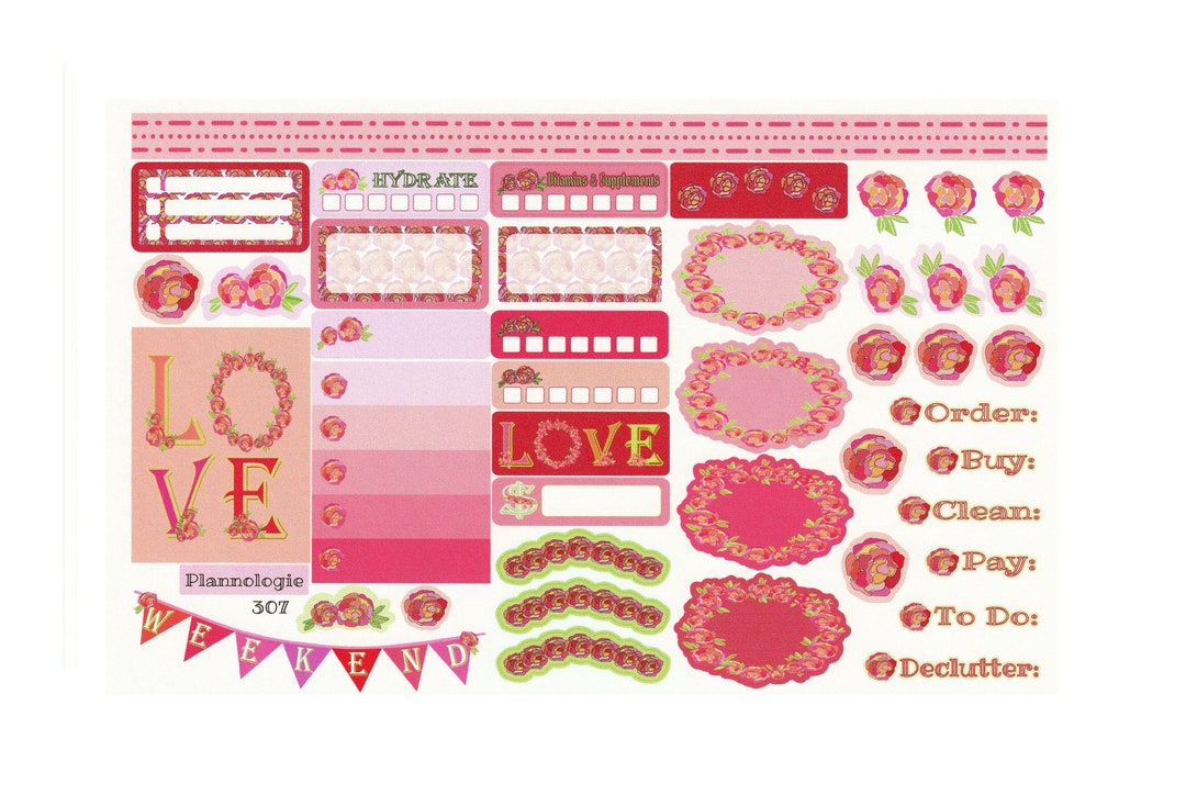 Rose Weekly Planner Sticker Kit - Functional Stickers - Etsy