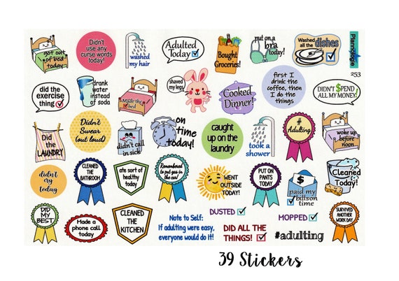 Adulting Planner Stickers Adulting Quotes Funny 