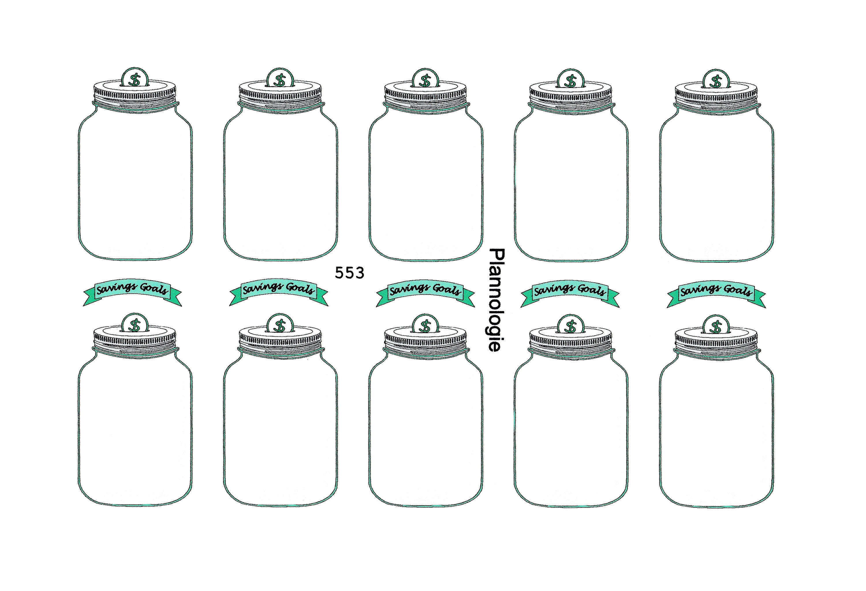Mason Jar Savings Goal Planner Stickers Savings Tracker Etsy