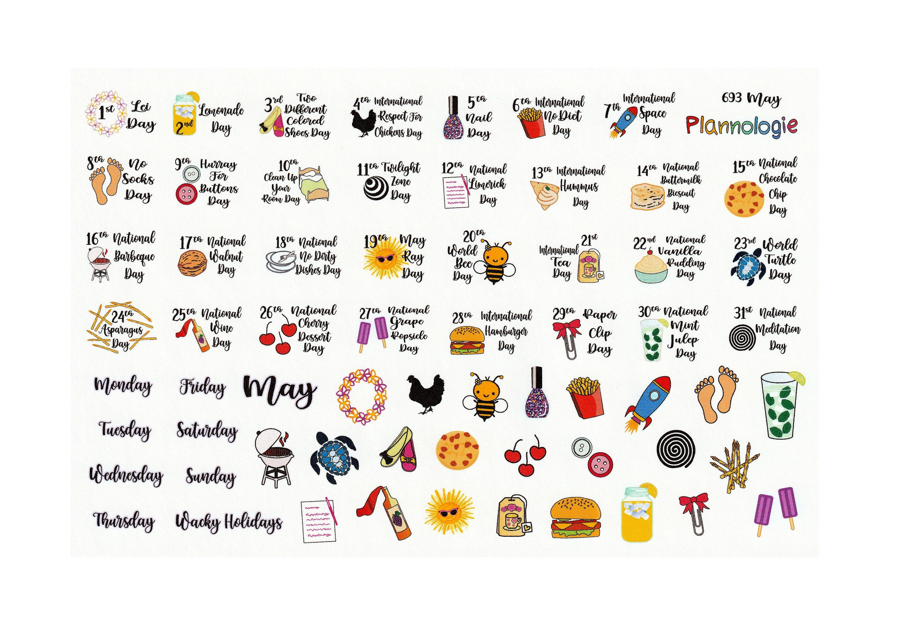MAY Wacky Holidays Planner Stickers Calendar Stickers Etsy
