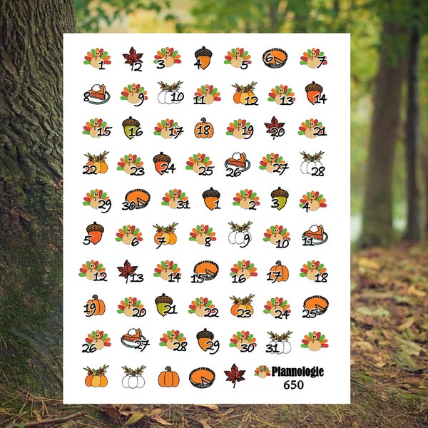 Thanksgiving Date Cover Ups - Date Dots - Thanksgiving Planner Stickers - Turkey - Pumpkin - Pie - Autumn - Fall - Harvest