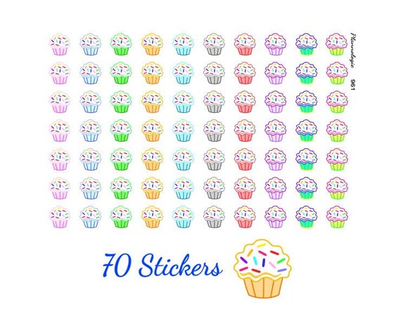 Pastel Birthday Planner Stickers,printable Planner Stickers,ec Planner  Sticker Kit,cupcake Stickers,happy Birthday Kit, Party Stickers 