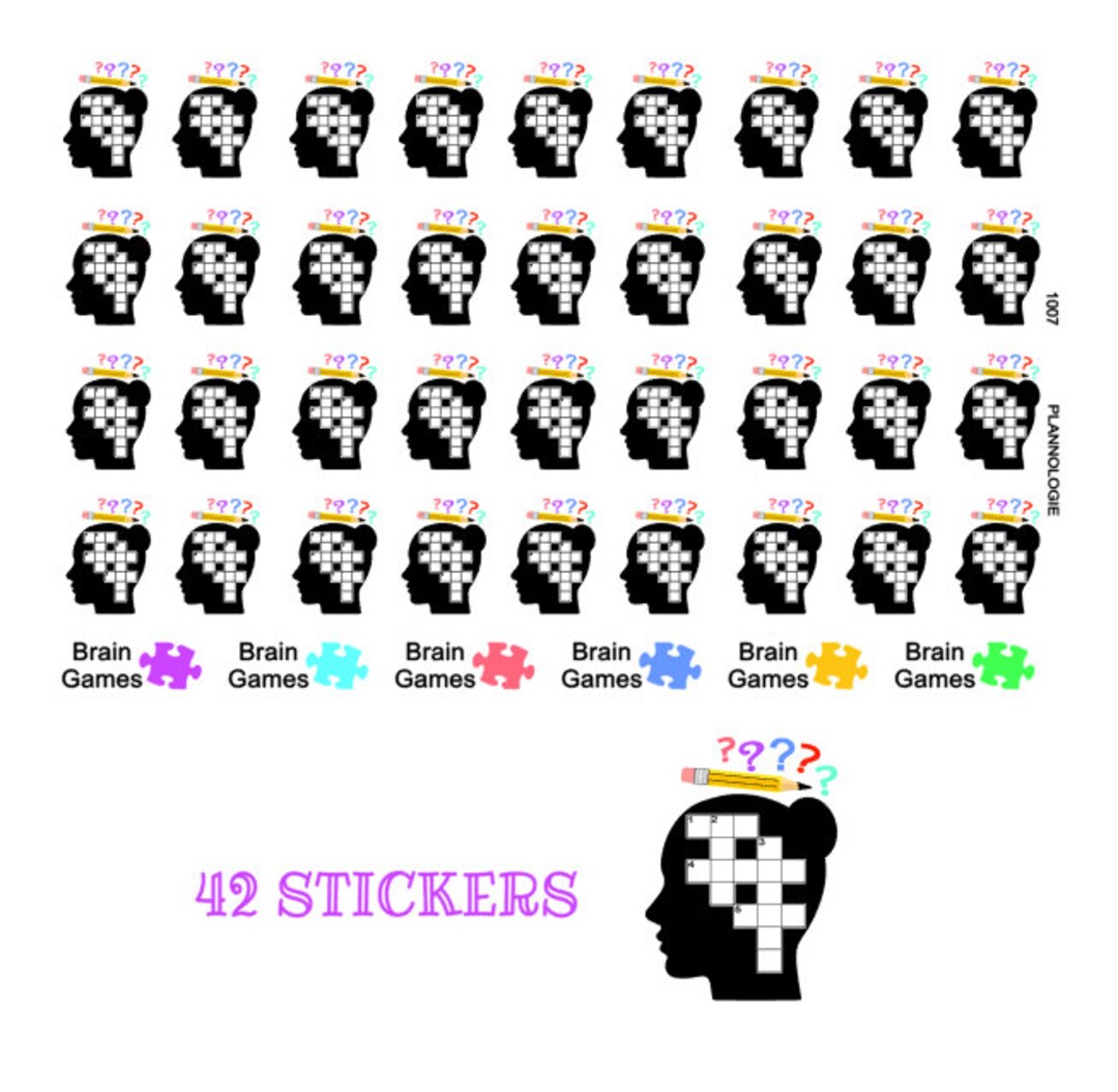 Brain Games Stickers Puzzle Stickers Crossword Stickers Etsy