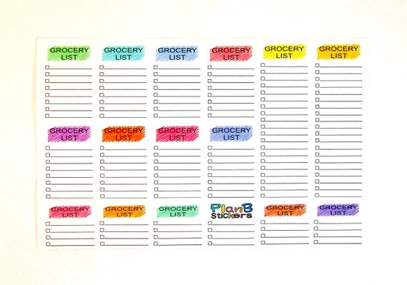 grocery checklist stickers grocery