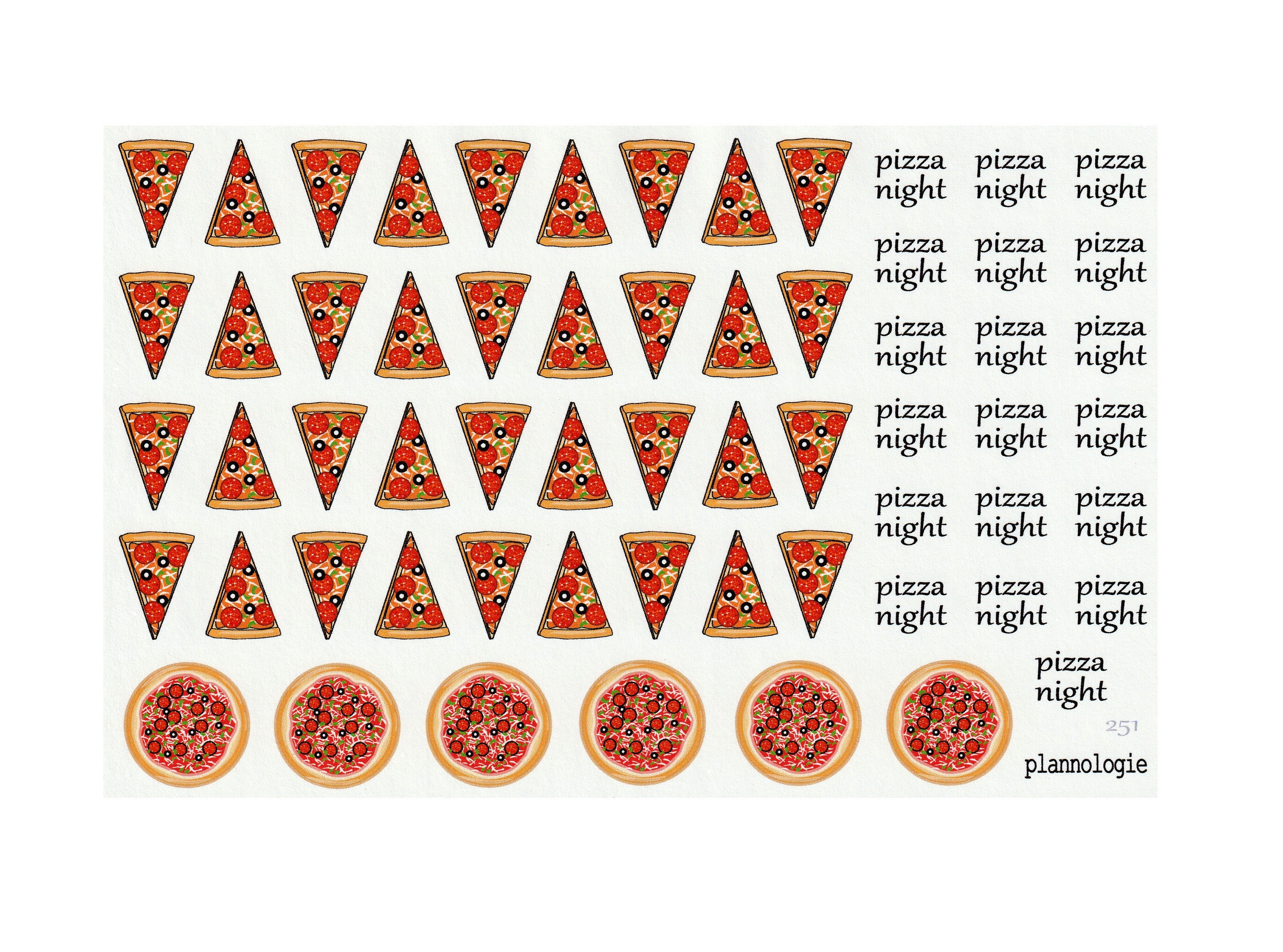 Pizza Night Planner Stickers Pizza Slice Sticker Pizza Pie - Etsy