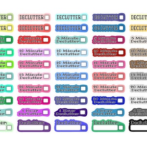 Declutter Planner Stickers - Organize - Clean - Checklist - Kitchen - Bathroom - Bedroom Kid's Room Toys - Living Room - Garage - Basement