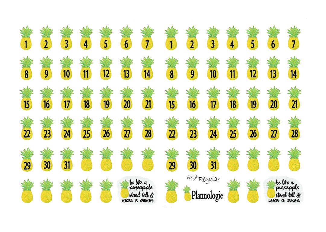 Pineapple Date Covers for Planners and Calendars Date Dots Etsy