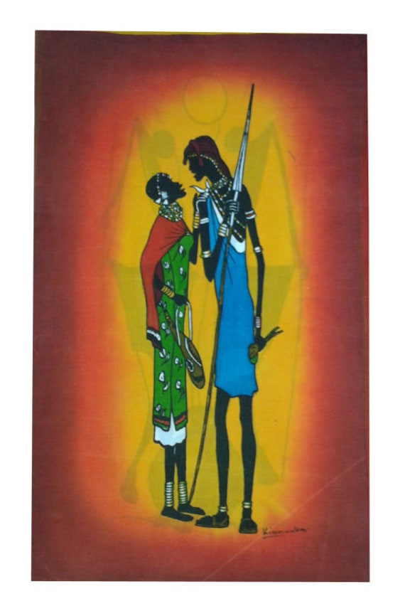 Moran Couple Batik Wall Hanging Batik Wall Hanging Home Decor Wall Decor Batik Kenya Handmade Batik African Wall Hanging Hotel Decor