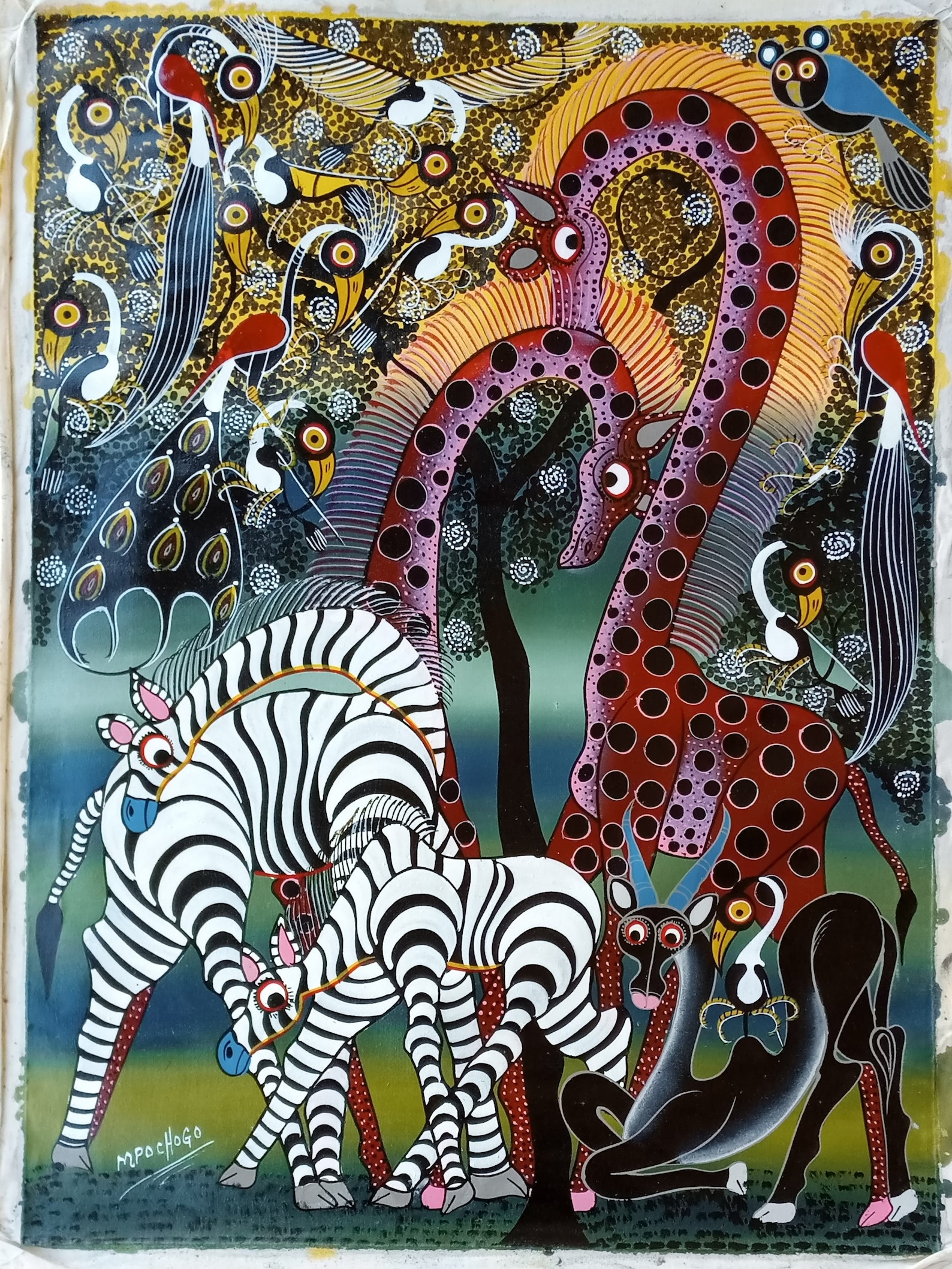 Giraffe tinga tinga oil painting zebra wallhanging painting | Etsy
