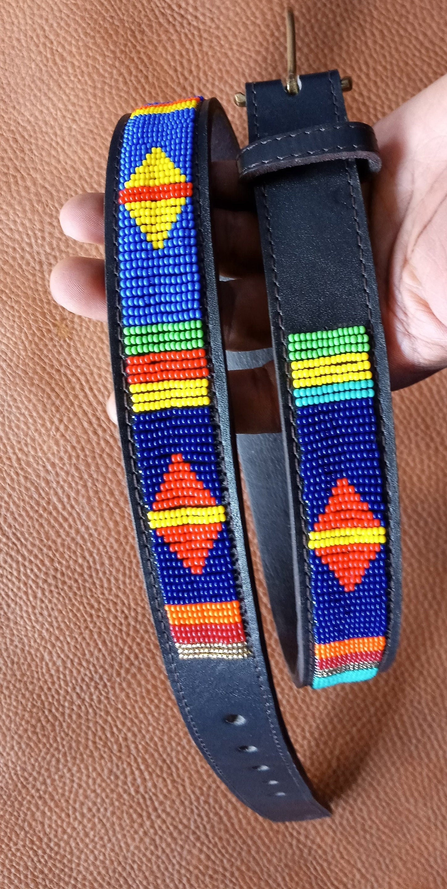 ON Sale Leather Beaded Belt Men Leather Beaded Belt Unisex Etsy Denmark