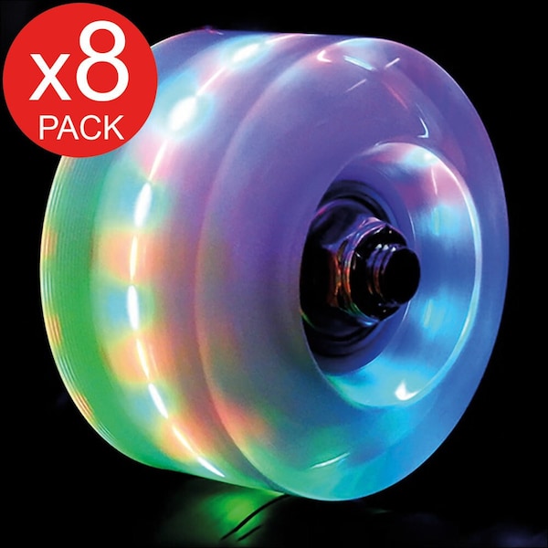 8 x LED-verlichte skateboard-/QuadRoller-wielen - 64 x 34 mm