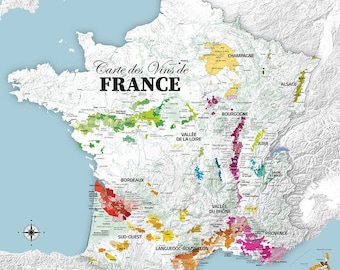 Carte des Vins de France - 100 a 150 cm