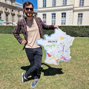 Carte des Vins de France - 85 cm PVC 3mm (forme de l'hexagone)