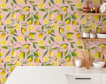 Pink Lemonade Wallpaper, Removable Wallpaper, Self Adhesive Wallpaper, Pasted Wallpaper, Mural, Temporary, Feature Wall