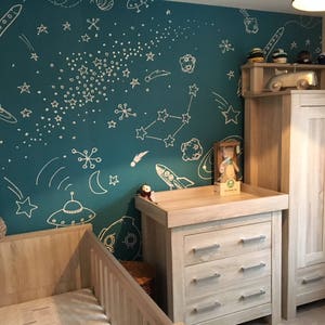 Outer Space Wallpaper, Removable Wallpaper, Self Adhesive Wallpaper, Pasted Wallpaper, Mural, Temporary, Feature Wall image 2