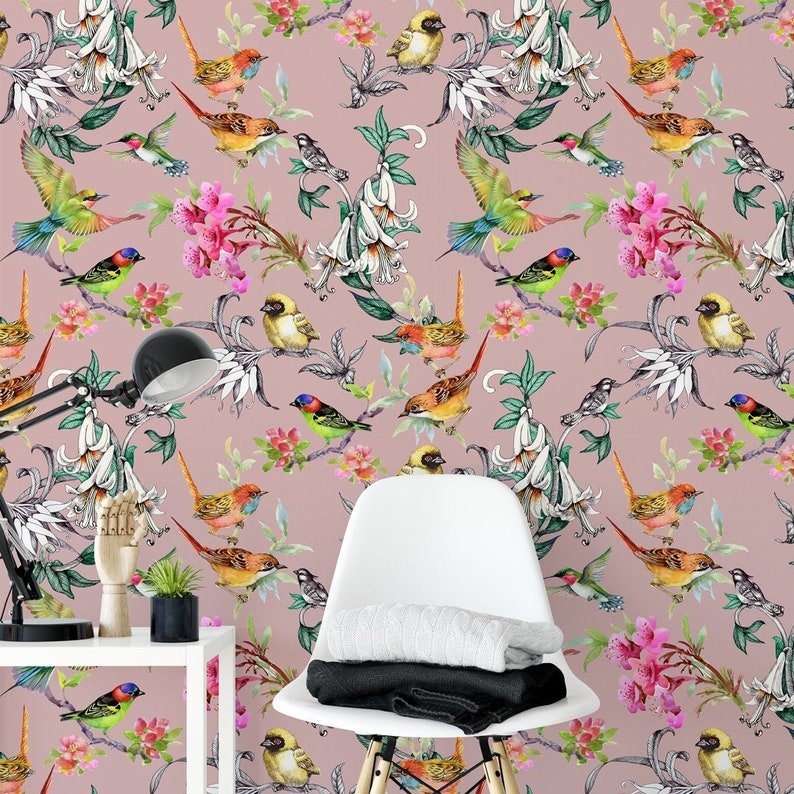 Exotic Birds Removable Wallpaper Self Adhesive Wallpaper - Etsy UK