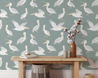 Pelican Wallpaper, Removable Wallpaper, Self Adhesive Wallpaper, Pasted Wallpaper, Mural, Temporary, Feature Wall