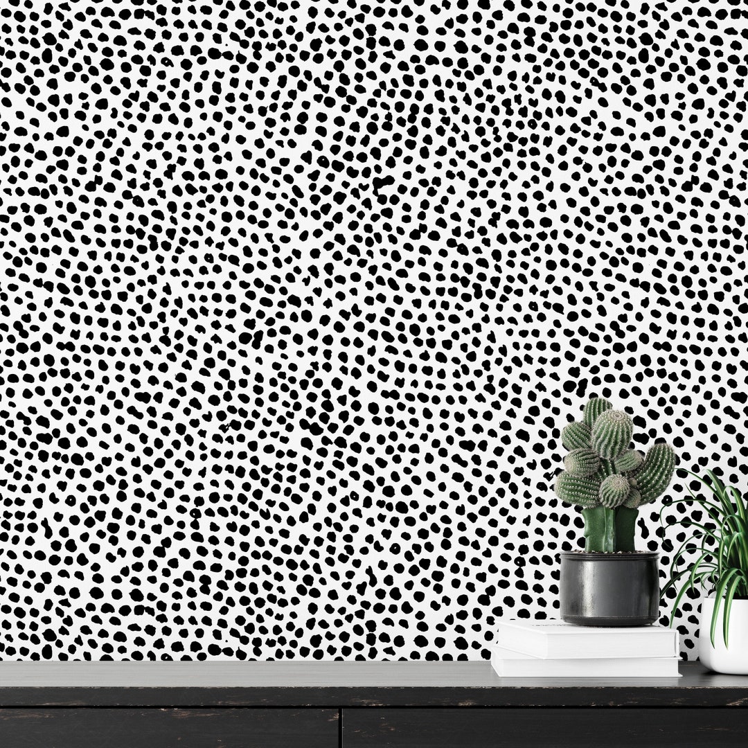 Black Dots Wallpaper, Removable Wallpaper, Self Adhesive Wallpaper