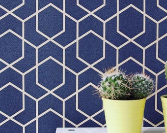 Geometric Hexagons Wallpaper, Removable Wallpaper, Self Adhesive Wallpaper, Pasted Wallpaper, Mural, Temporary, Feature Wall