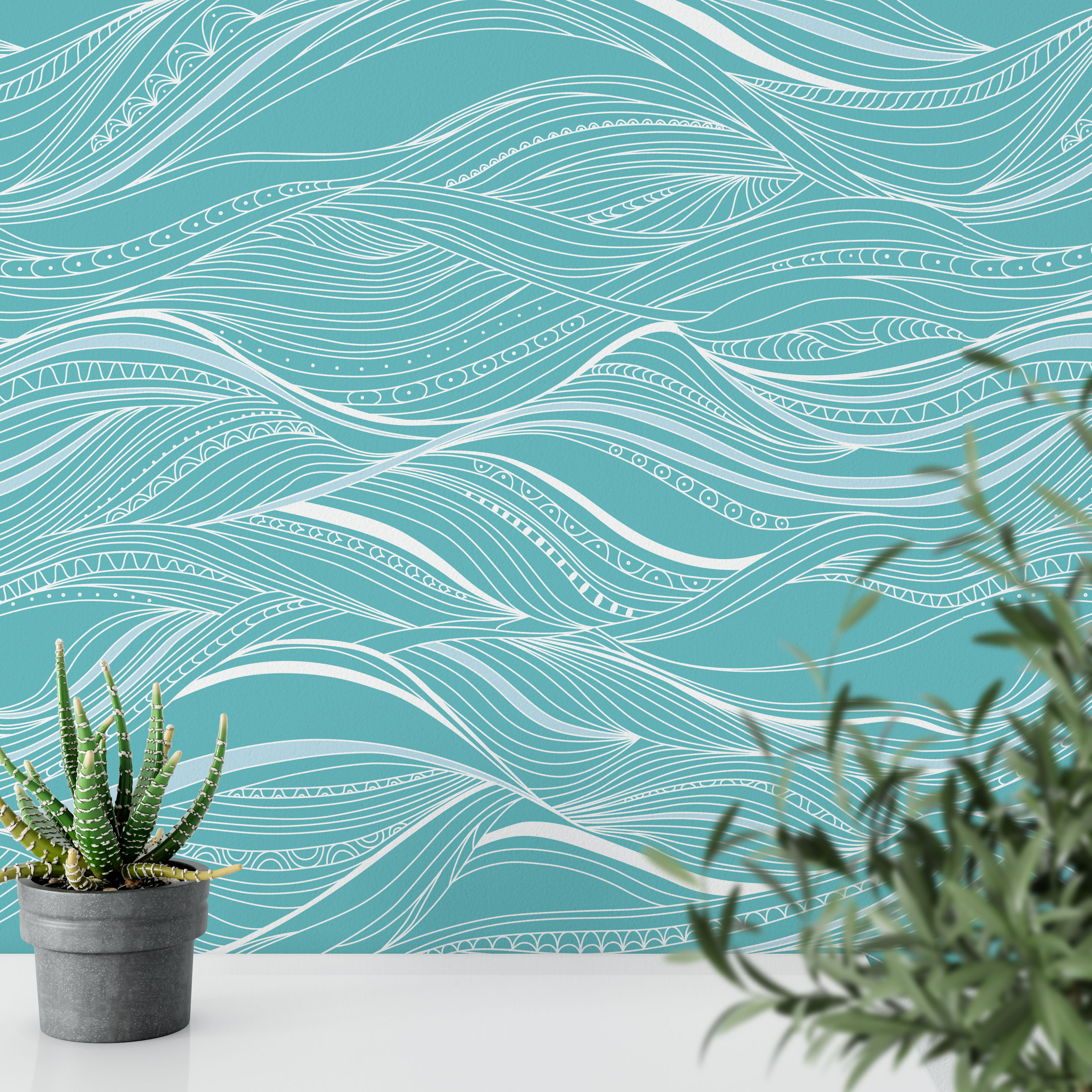 Nautical Waves Removable Wallpaper Self Adhesive Wallpaper Etsy