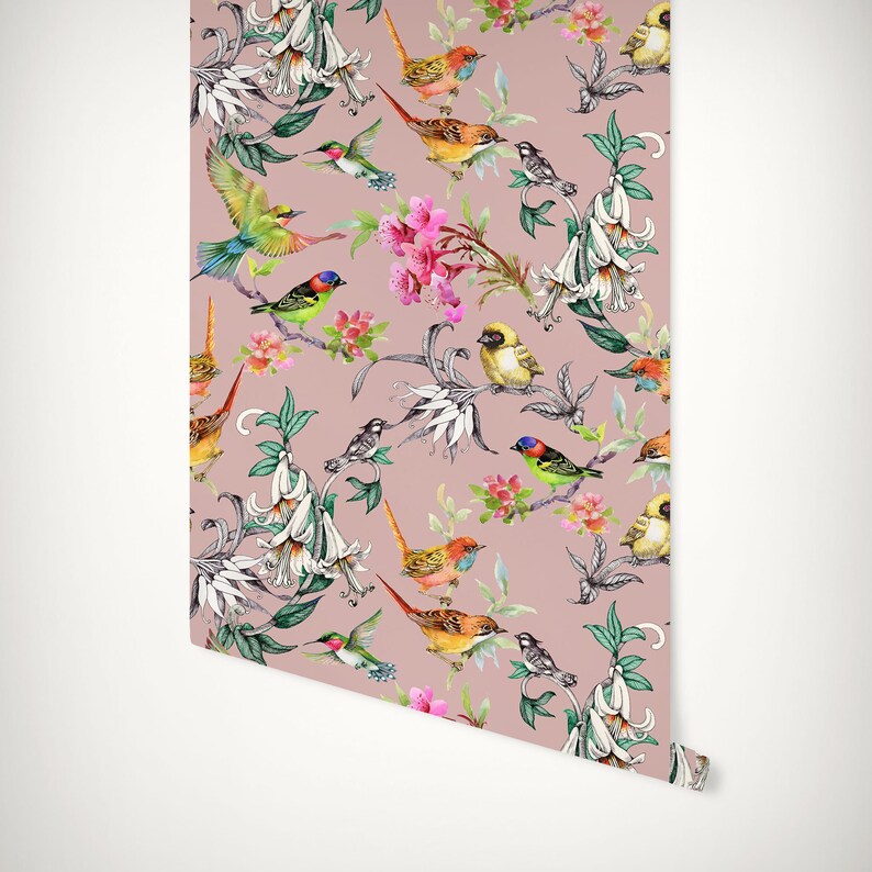 Exotic Birds Removable Wallpaper Self Adhesive Wallpaper - Etsy UK