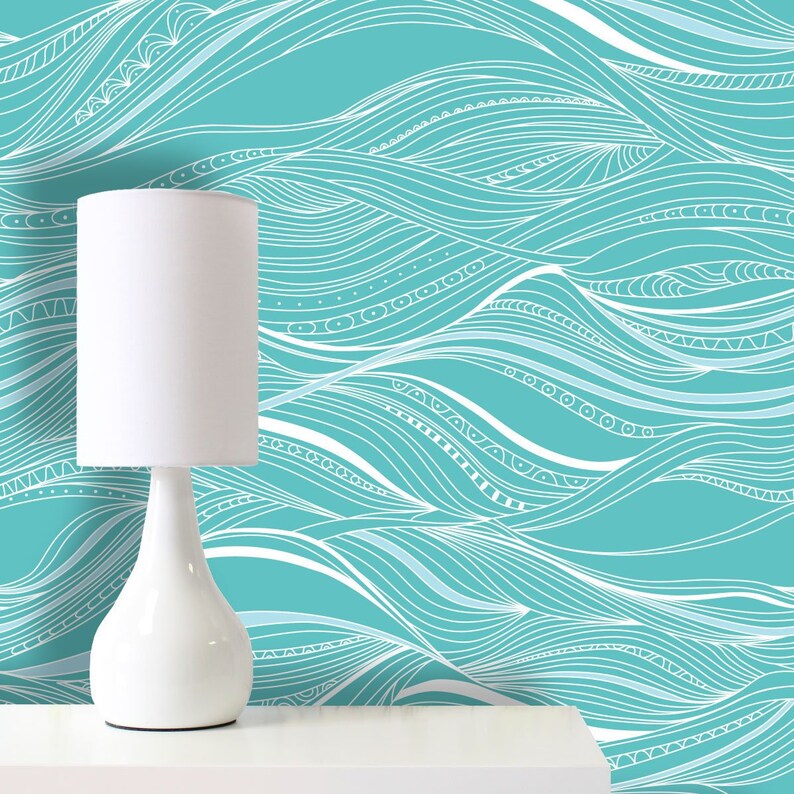 Nautical Waves Removable Wallpaper Self Adhesive Wallpaper | Etsy