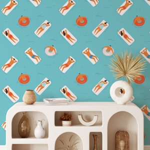 Swimming Pool Wallpaper, Removable Wallpaper, Self Adhesive Wallpaper, Pasted Wallpaper, Mural, Temporary, Feature Wall