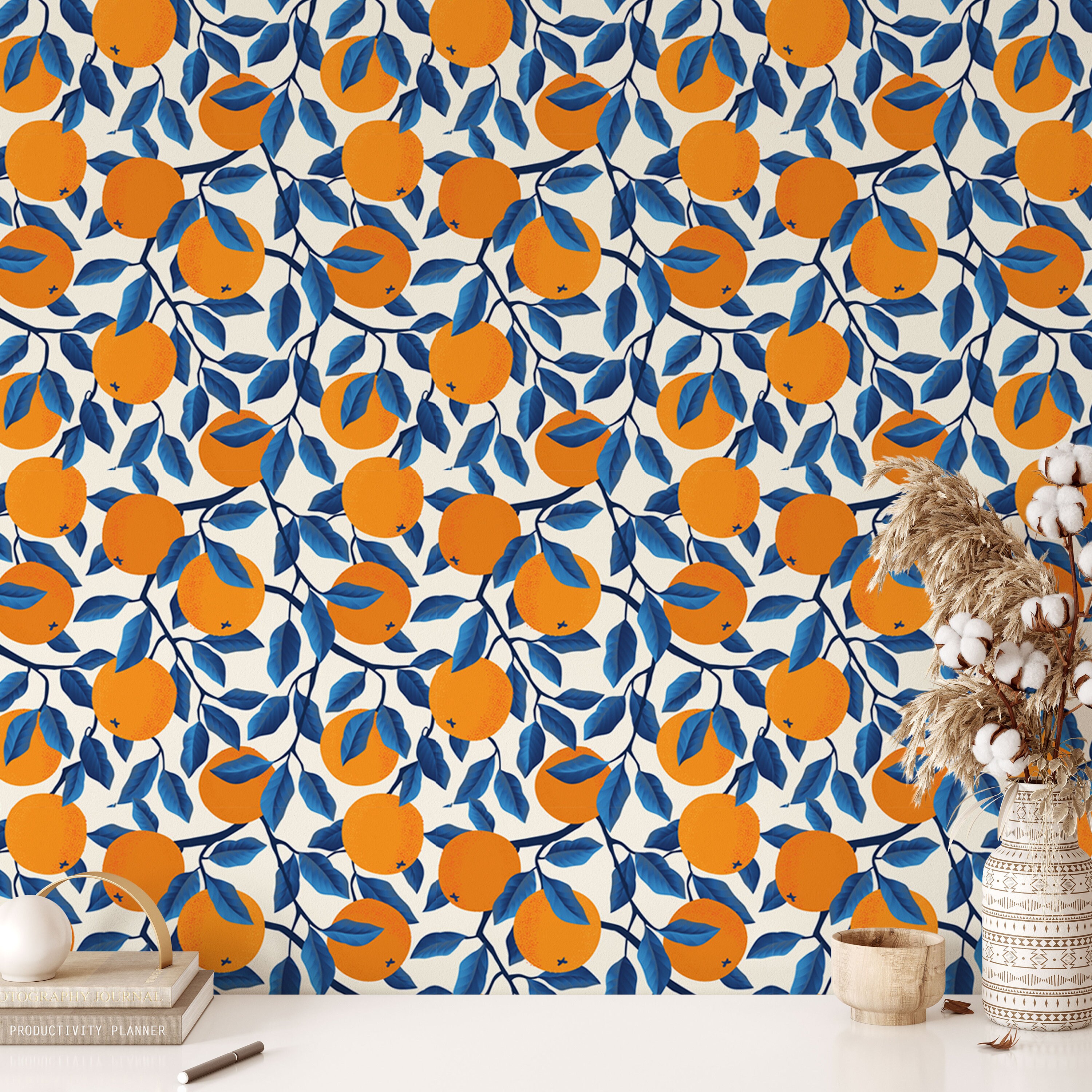 Oranges Removable Wallpaper Self Adhesive Wallpaper Pasted Etsy