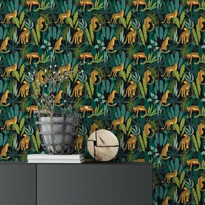 Leopards, Removable Wallpaper, Self Adhesive Wallpaper, Pasted Wallpaper, Mural, Temporary, Feature Wall image 1