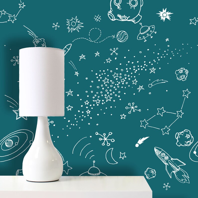 Outer Space Wallpaper, Removable Wallpaper, Self Adhesive Wallpaper, Pasted Wallpaper, Mural, Temporary, Feature Wall image 1