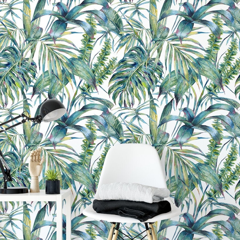 Jungle Foliage Removable Wallpaper Self Adhesive Wallpaper Etsy