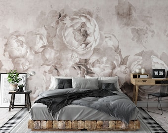 Rose Mural, Removable Wallpaper, Self Adhesive Wallpaper, Pasted Wallpaper, Mural, Temporary, Feature Wall