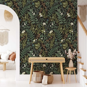 Forest Foliage Wallpaper, Removable Wallpaper, Self Adhesive Wallpaper, Pasted Wallpaper, Mural, Temporary, Feature Wall