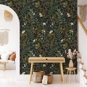 Wald Laub Tapete, abnehmbare Tapete, selbstklebende Tapete, geklebte Tapete, Wandbild, temporär, Feature Wand