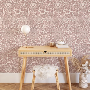 Bird Song Wallpaper in Pink, Removable Wallpaper, Self Adhesive Wallpaper, Pasted Wallpaper, Mural, Temporary, Feature Wall