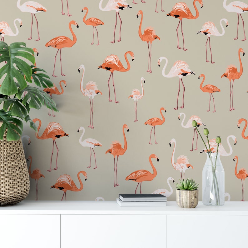Exotic Flamingos Removable Wallpaper Self Adhesive Etsy UK