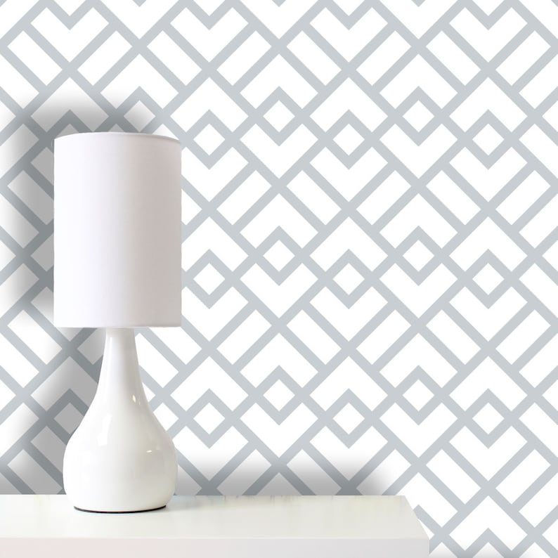 Grey Geometric Wallpaper Removable Wallpaper Self Adhesive Etsy UK