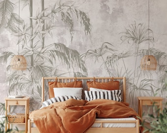 Tropical Jungle Mural, Removable Wallpaper, Self Adhesive Wallpaper, Pasted Wallpaper, Mural, Temporary, Feature Wall