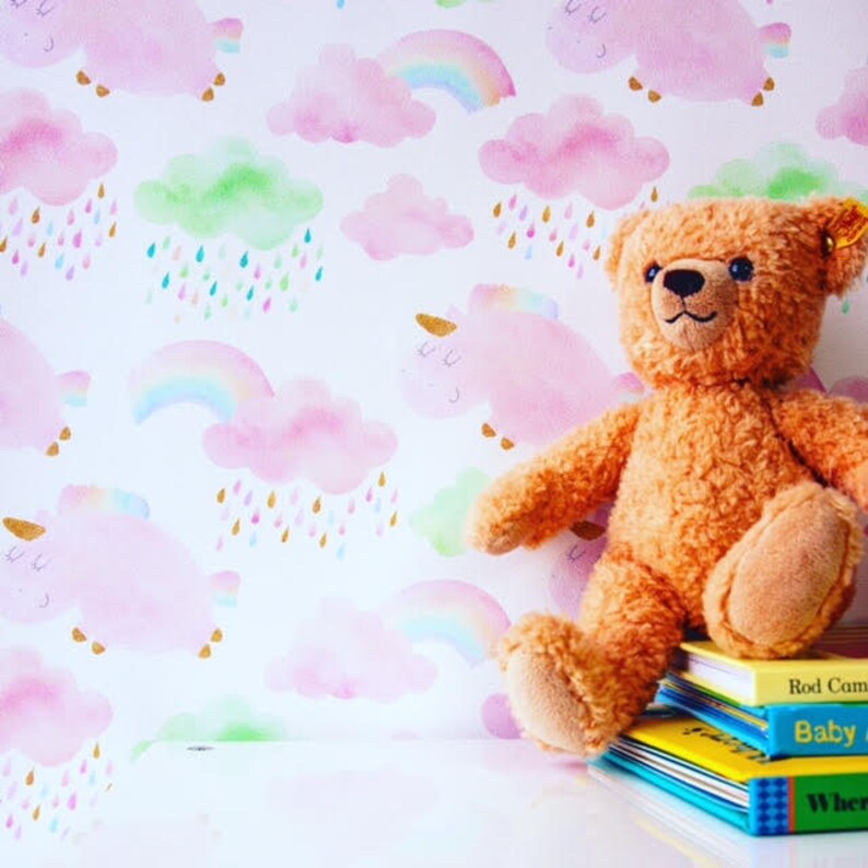 Rainbows & Unicorns Wallpaper Removable Wallpaper Self Etsy UK