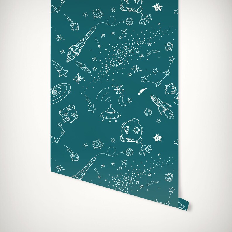 Outer Space Wallpaper, Removable Wallpaper, Self Adhesive Wallpaper, Pasted Wallpaper, Mural, Temporary, Feature Wall image 3