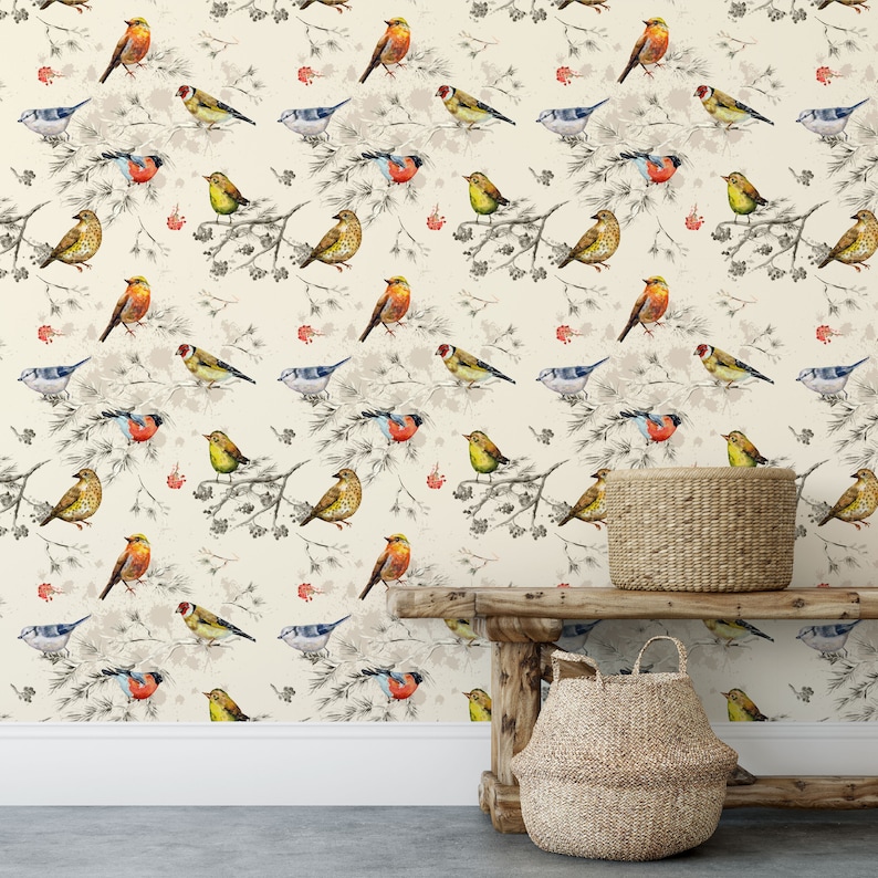 Garden Birds Wallpaper Removable Wallpaper Self Adhesive - Etsy UK