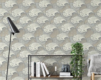 Waves, Removable Wallpaper, Self Adhesive Wallpaper, Pasted Wallpaper, Mural, Temporary, Feature Wall