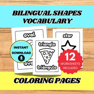 Bilingual Geometric Shapes Coloring Book | Spanish & English for Kids ...