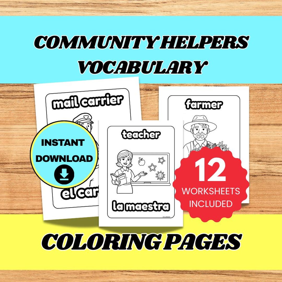 Learn Community Helpers | English–spanish Bilingual Coloring Pages - Etsy