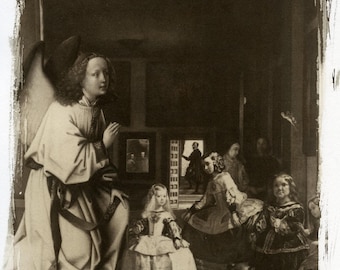 Retable de Las Meninas, impression cyanotype, oeuvre d'art, cadeaux, art mural, impressions soleil artisanales espagnoles