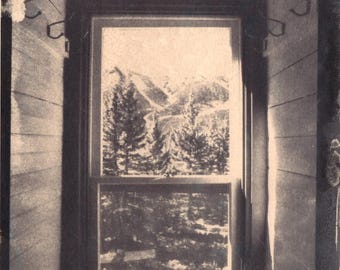 Interlaken Resort Impression cyanotypie : fenêtre historique du Colorado, souvenir de paysage de montagne