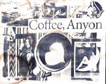 Cyanotype de n'importe qui, beaux-arts, impression vintage, Playboy, collage, taché de vin et de café
